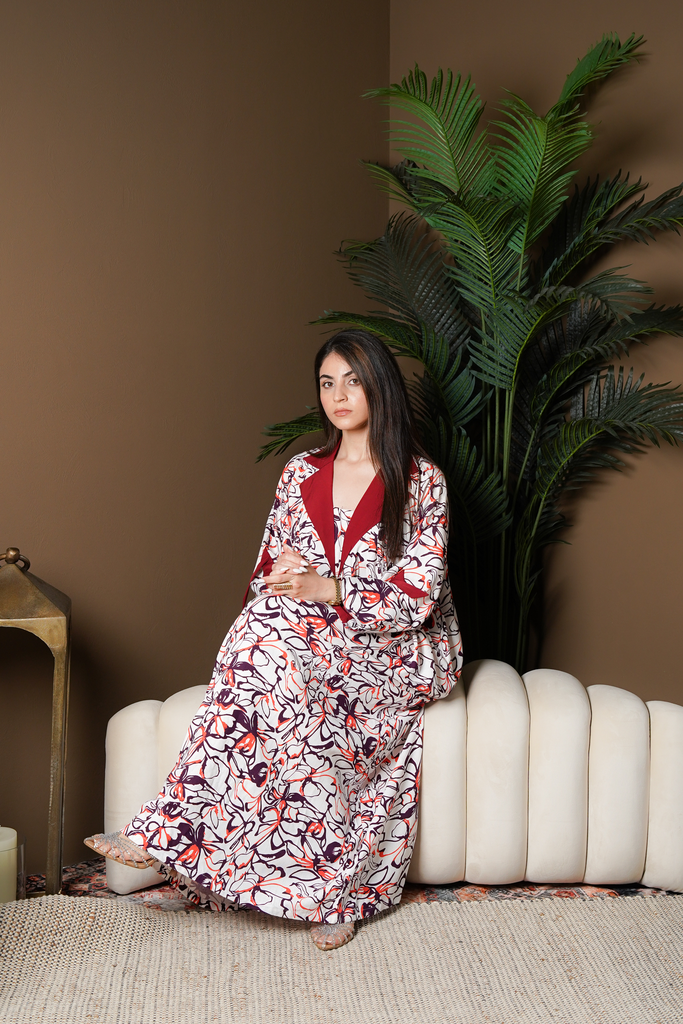 Red Cotton Mixed with Linen Dress 