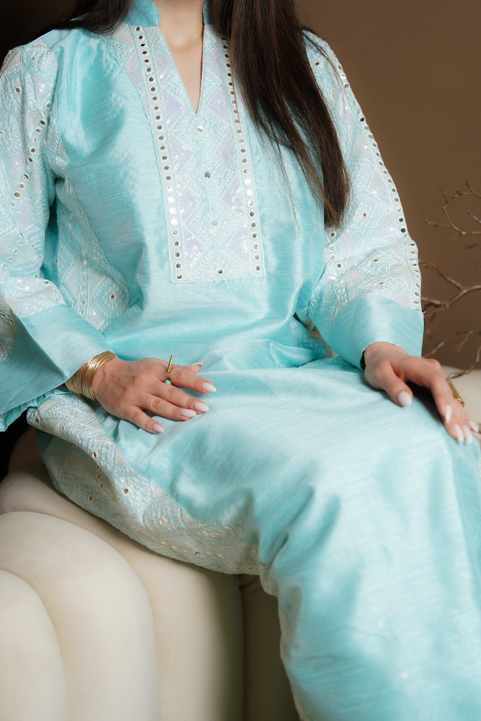 Light Blue Indian Silk Maxie