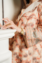 Orange Embroidery Cotton Maxie [With Scarf]