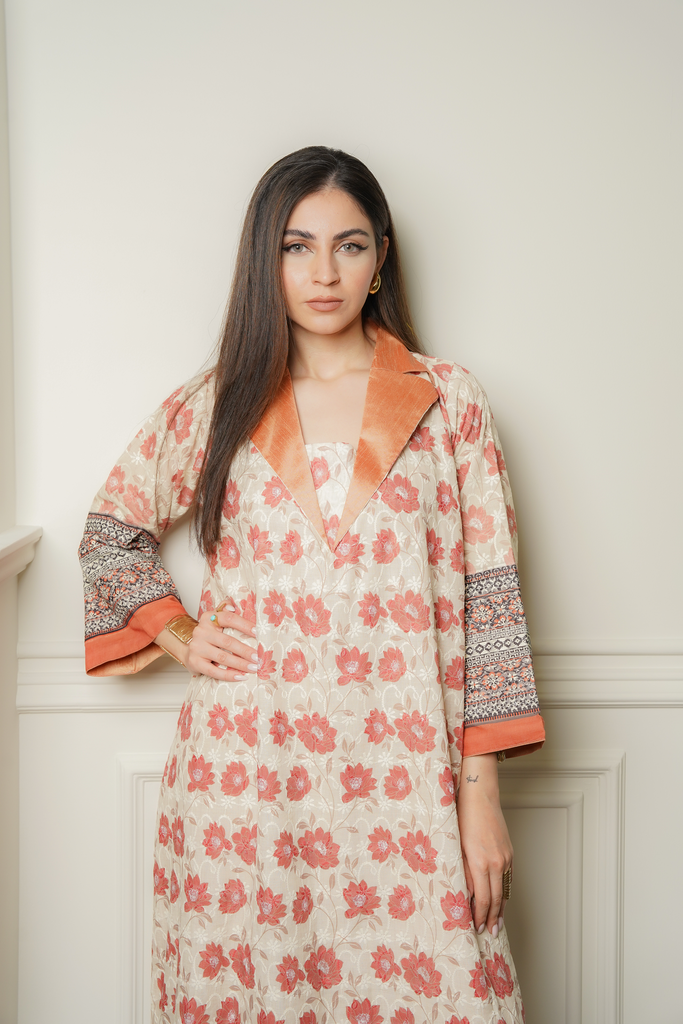 Beige Embroidery Cotton Maxie 