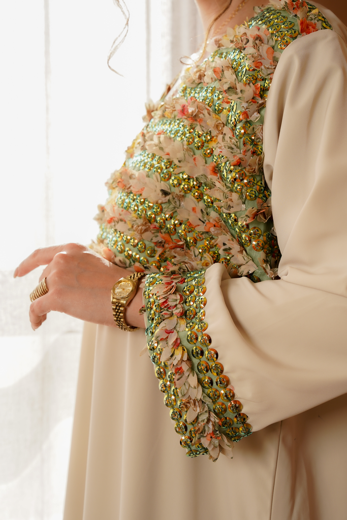 Light Green Mixed Silk and Crepe Fabric 