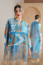Blue Silk with Linen Embrodiry
