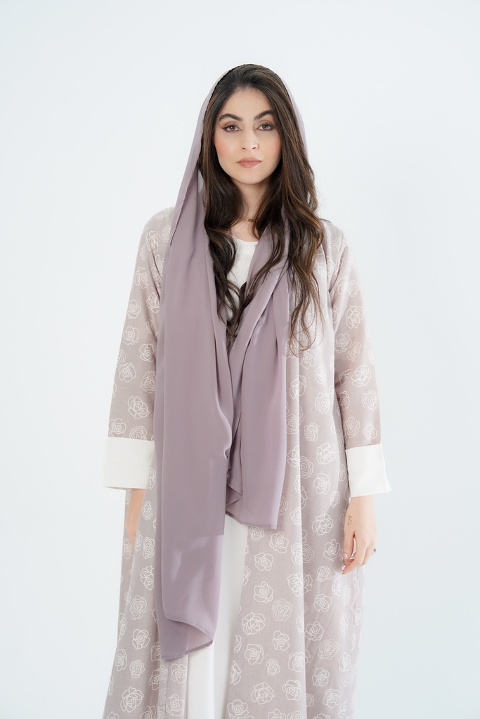 Grey Cotton Abaya Set 