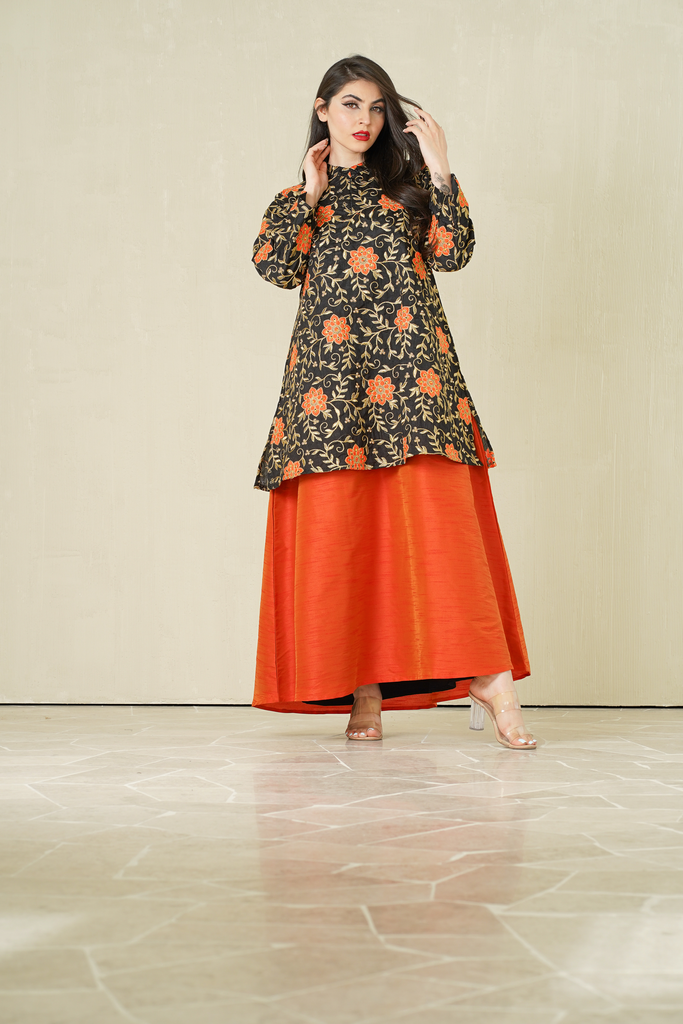 Orange Indian silk Dress 