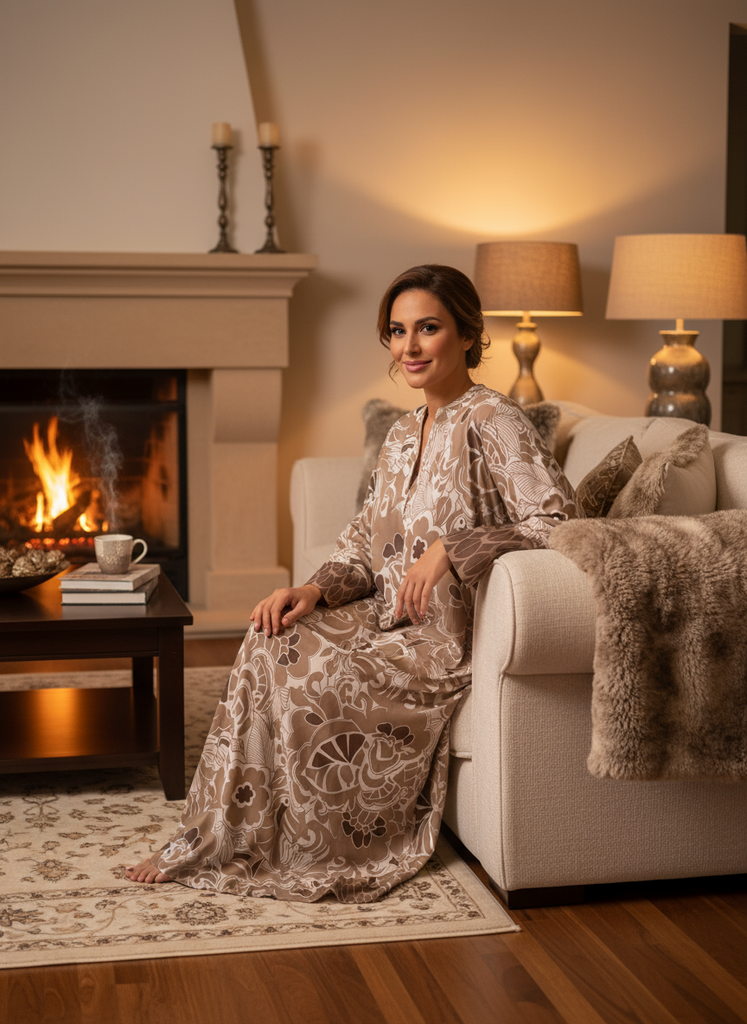 Brown and Beige Cotton Dress  