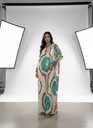 Green and Beige Cotton Dress