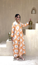 Orange and White Chiffon Embroidery