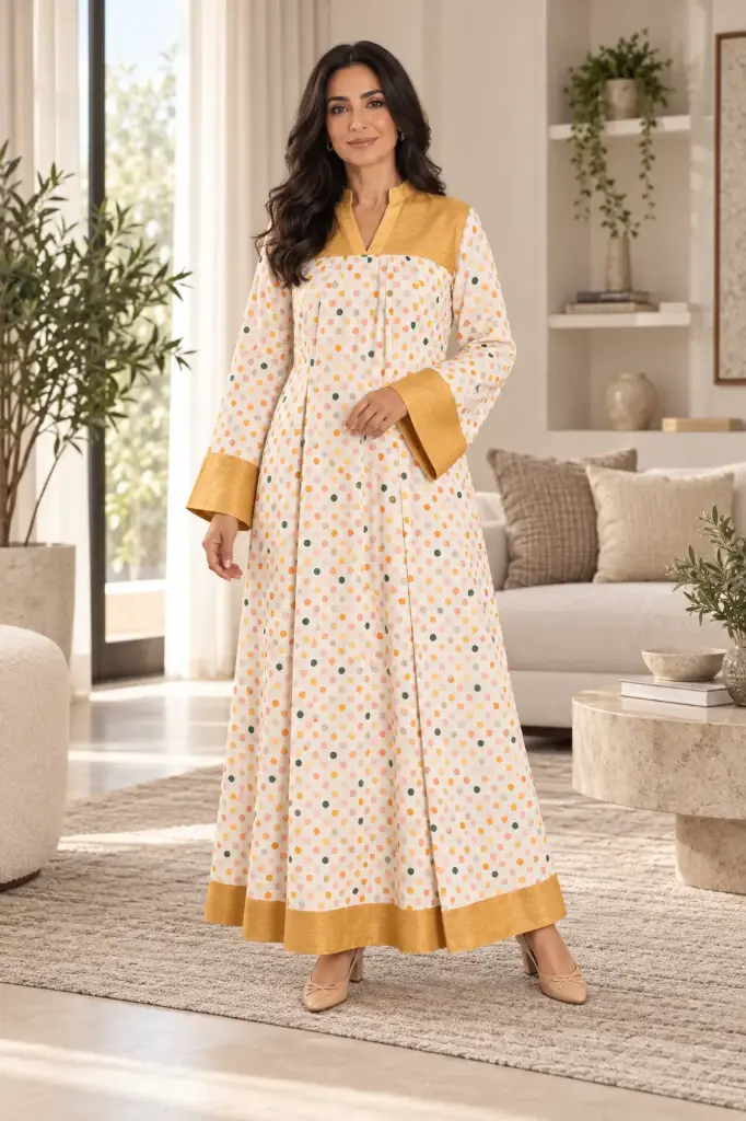 Linen Yellow Dot Dress 