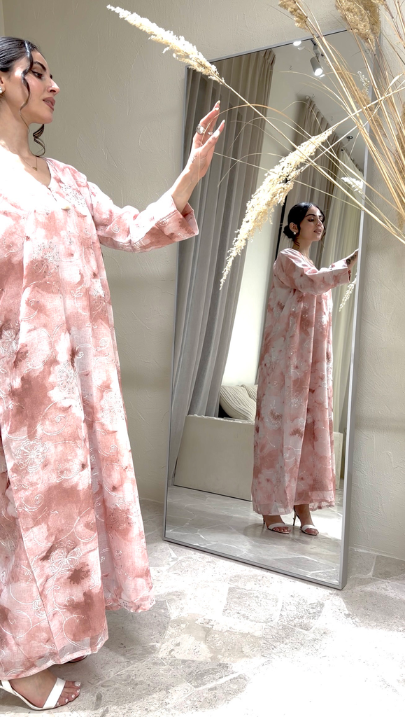 Pink Chiffon Embroidery [with scarf]