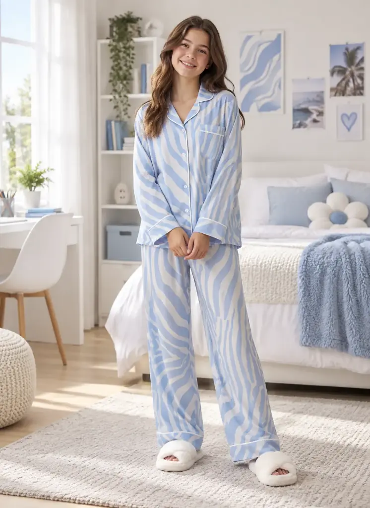 Powder Blue Cotton Pajama 