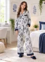 White and Navy Blue Cotton Pajama 