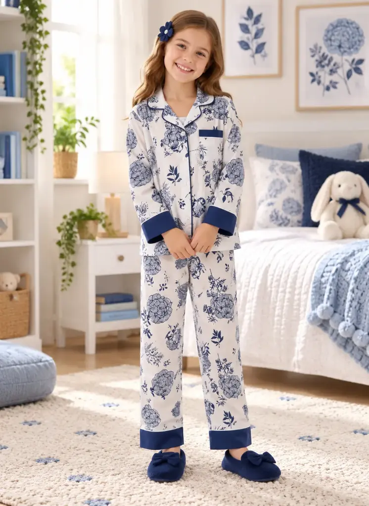 White and Nany Blue Cotton Pajama