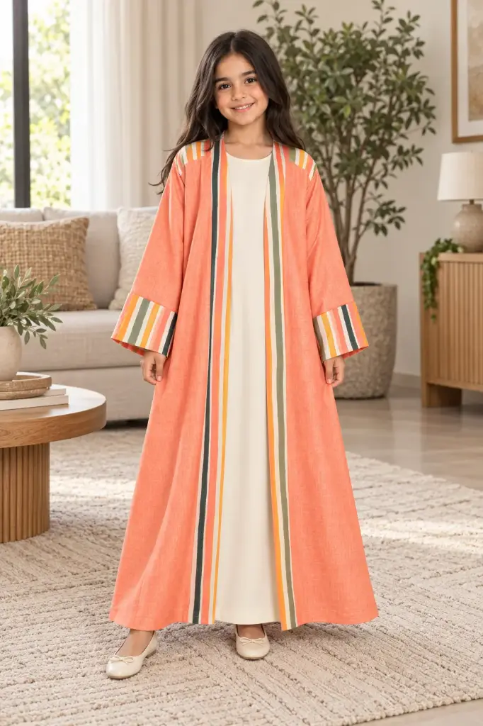 Rosy Pink Linen Abaya