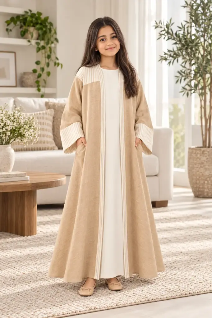 Beige Linen Abaya 