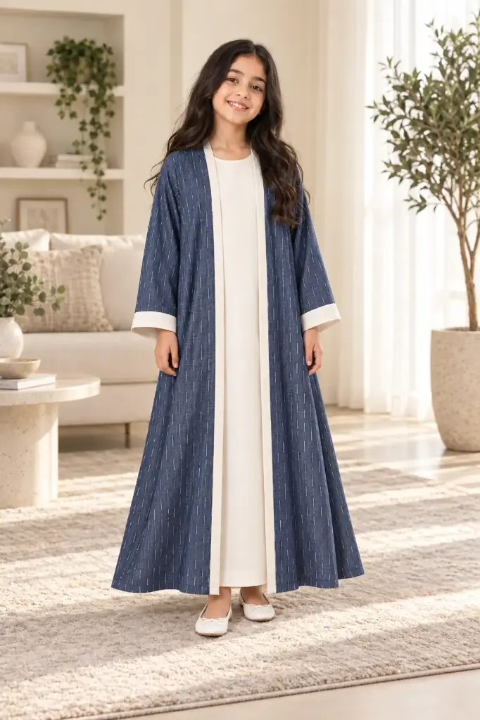 Navy Blue Cotton Abaya 