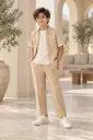 Beige 3 Piece Set (Top, Inner Shirt and Pant) 