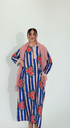 Blue Silk Linen Dress[With scarf]
