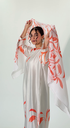 Off White Silk Linen Dress[With scarf]