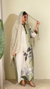 Green and Beige Linen Dress[With scarf] 