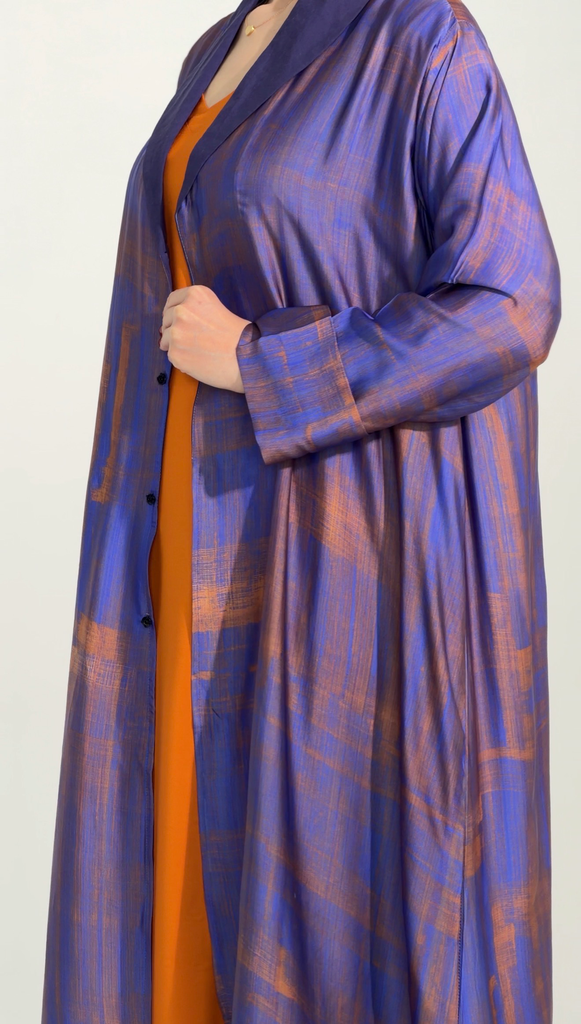 Purple Silk Linen Dress[Inner Dress & scarf]