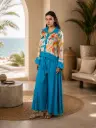 Blue Silk Set (Skirt Pant)