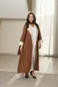 Brown & White Abaya Linen