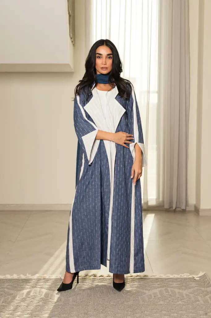 Navy Blue & White Abaya Linen