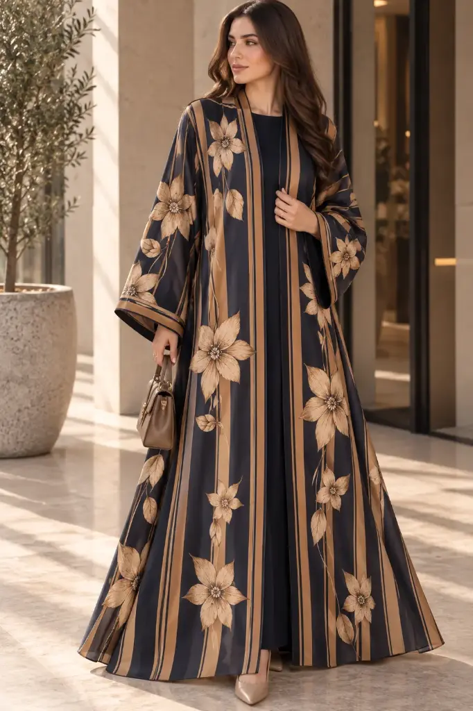 Flower Chiffon Abaya set 