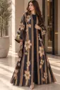 Flower Chiffon Abaya set 