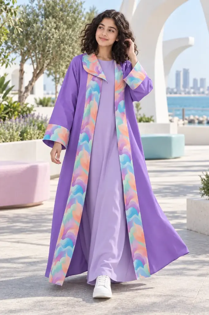 Purple Summer Abaya Set 