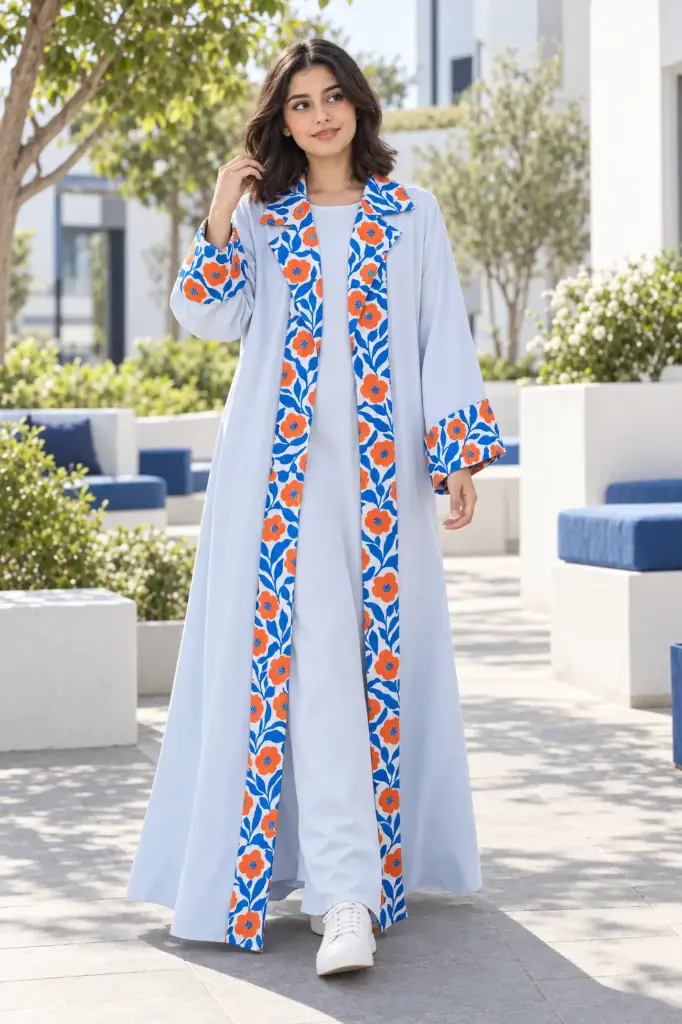Light Blue Summer Abaya Set 