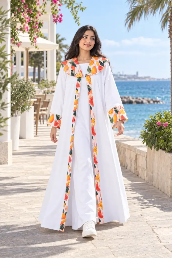 White Summer Abaya Set 