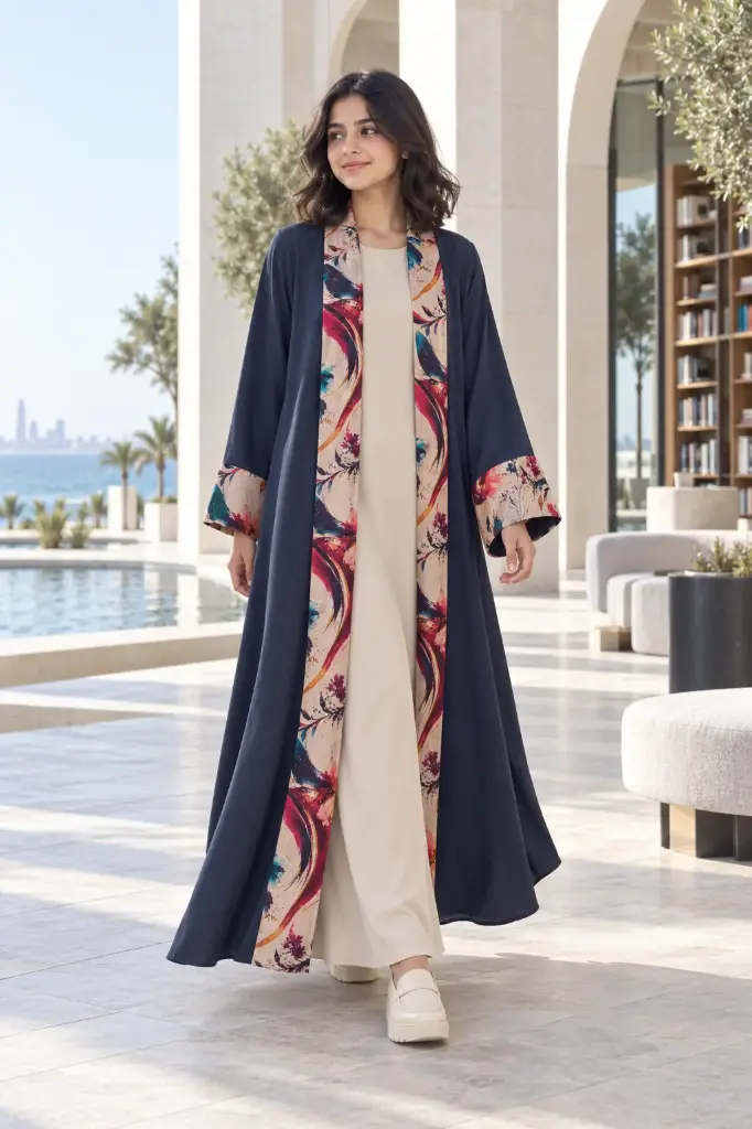 Navy Blue Abaya Set