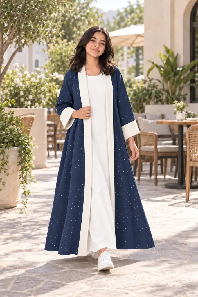 Jeans Navy Blue Abaya Set 