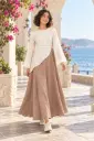 Beige and White Long Dress