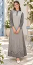 Grey Gown With Scarf 