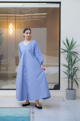 Cotton light Blue and white Dress 