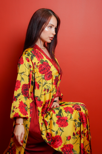 Silk Yellow and Red Dress