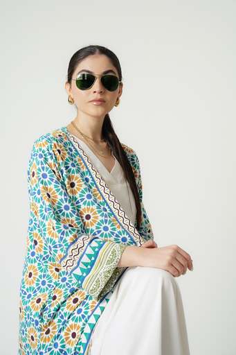 Light Green Cotton Abaya Set 
