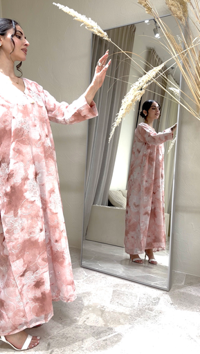 Pink Chiffon Embroidery [with scarf]