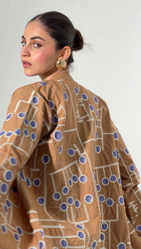 Brown Purple Cotton Abaya with[Inner Dress & scarf]