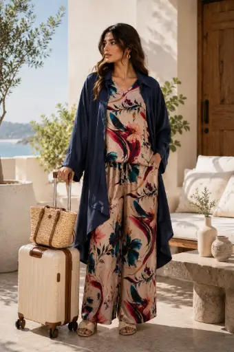 Navy Blue Cotton Jacket with silk Inner Set