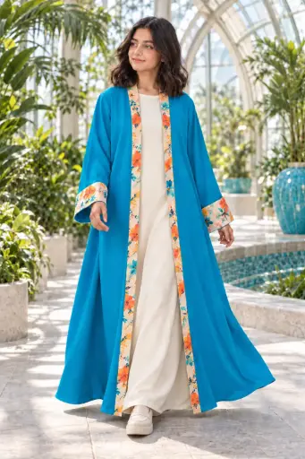 Blue Summer Abaya Set 