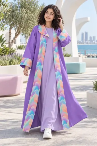 Purple Summer Abaya Set 