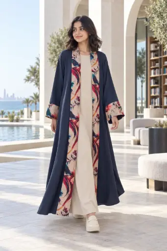 Navy Blue Abaya Set