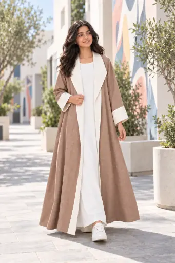 Light Brown Abaya Set 