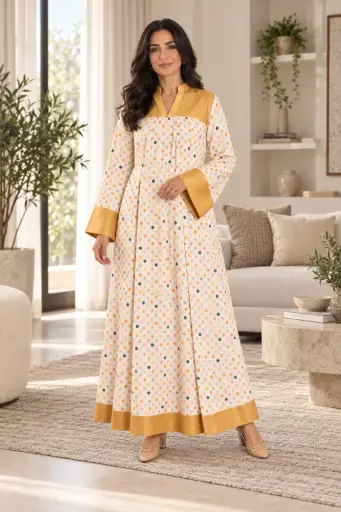 Linen Yellow Dot Dress 