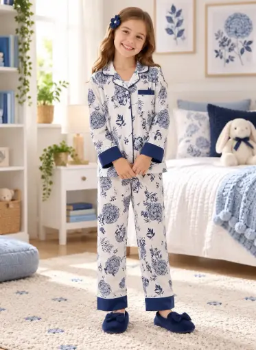 White and Nany Blue Cotton Pajama