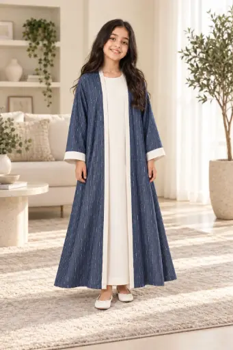 Navy Blue Cotton Abaya 