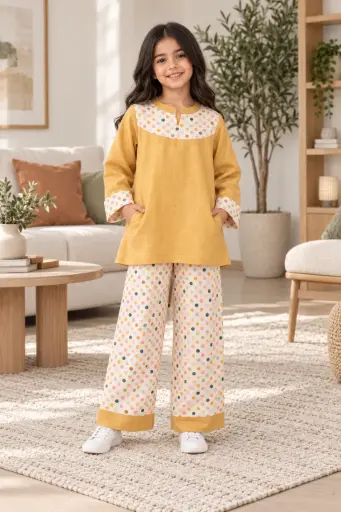 Yellow Dot Linen Set